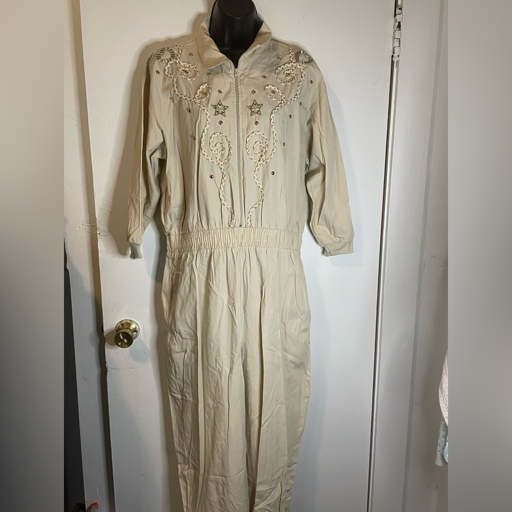 RAFAEL Cream Embroidered Jumpsuit (size M)